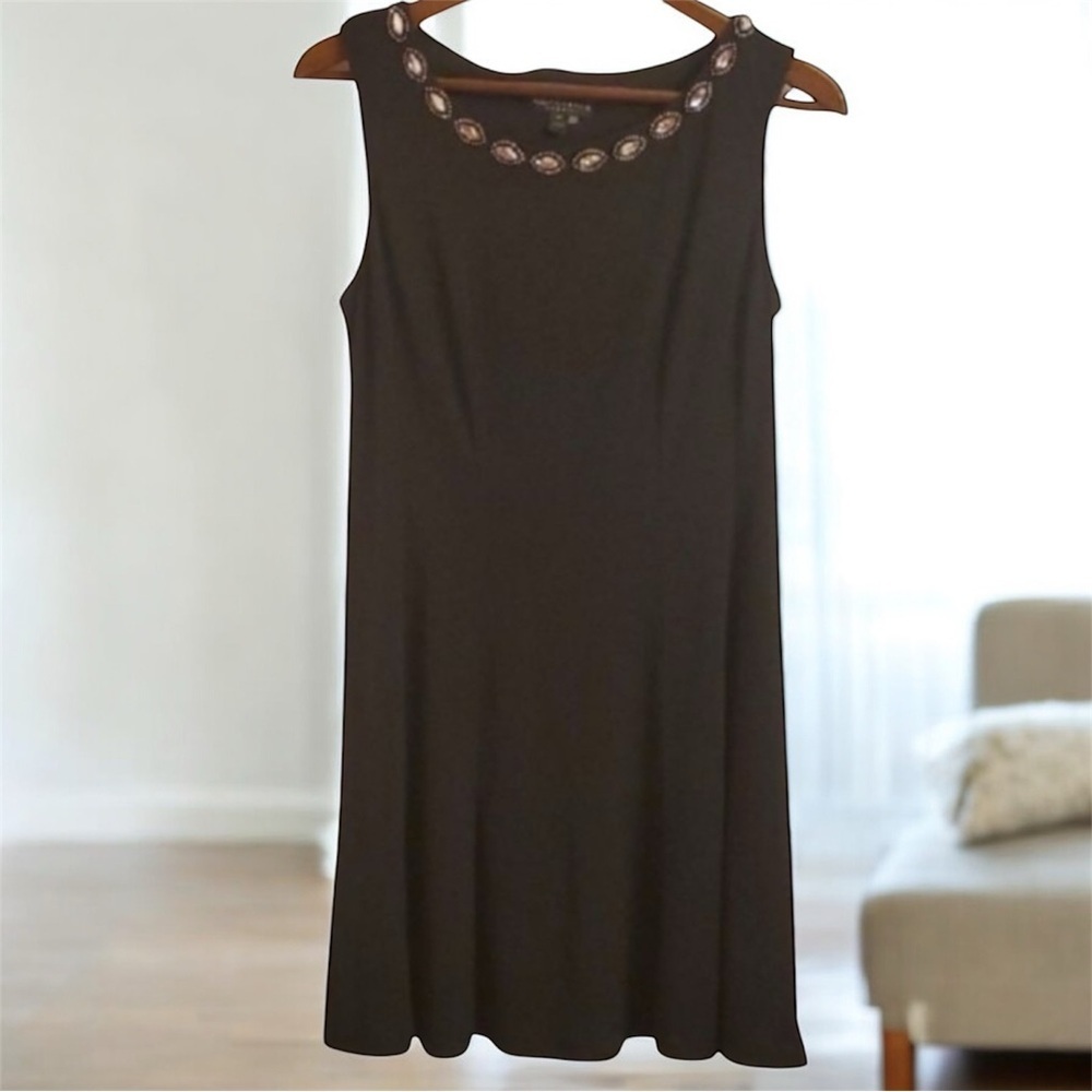 Connected Apparel Dress Womens Size 8p Size 8 Petite Black Embellished